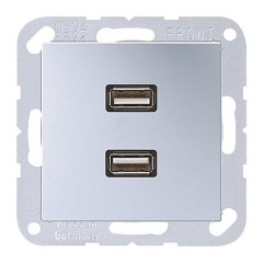Розетка USB-удлинитель 2 местная Jung A Алюминий механизм+накладка
