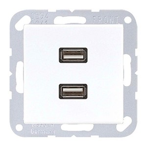 Купить Розетка USB-удлинитель 2 местная Jung A+AS Белый механизм+накладка