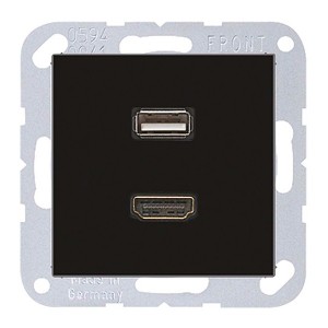 Отзывы Розетка HDMI+USB Jung A Черный механизм+накладка