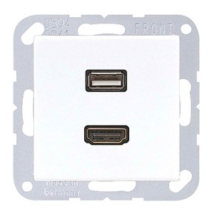 Купить Розетка HDMI+USB Jung A+AS Белый механизм+накладка