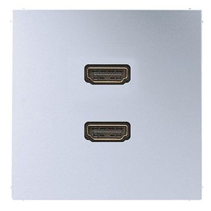 Розетка HDMI 2 местная Jung LS Алюминий механихм+накладка
