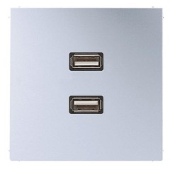 Розетка USB-удлинитель 2 местная Jung LS Алюминий механизм+накладка