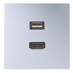 Розетка HDMI+USB Jung LS Алюминий механизм+накладка