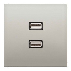 Розетка USB-удлинитель 2 местная Jung LS Нержавеющая сталь механизм+накладка