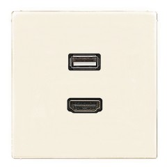 Розетка HDMI+USB Jung LS Слоновая кость механизм+накладка (бежевый)