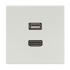 Розетка HDMI+USB Jung LS Светло-серый механизм+накладка