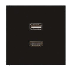 Розетка HDMI+USB Jung LS Черный механизм+накладка