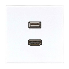 Розетка HDMI+USB Jung LS Белый механизм+накладка