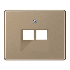 Накладка 2-ая компьютерной/телефонной RJ45/RJ11 розетки наклонная Jung SL500 Золотая бронза
