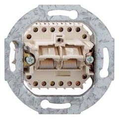 Механизм двойной компьютерной розетки на одну линию 2хRJ11/RJ45 Кат.3 с "лапками" Rutenbeck