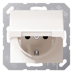 Розетка с/з с крышкой 220В 16а Jung ECO Profi Слоновая кость