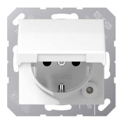 Розетка с/з с крышкой 220В 16А винтовой зажим Jung ECO Profi Белый