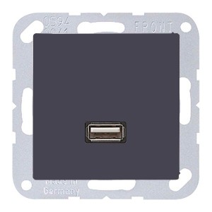 Обзор Розетка USB-удлинитель 1 местная Jung A Антрацит механизм+накладка