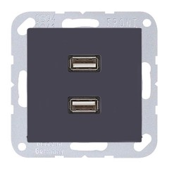 Розетка USB-удлинитель 2 местная Jung A Антрацит механизм+накладка