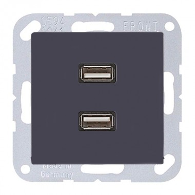 Обзор Розетка USB-удлинитель 2 местная Jung A Антрацит механизм+накладка