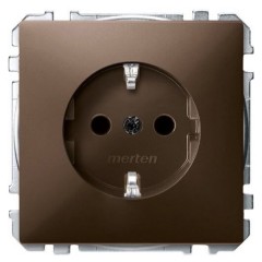 Розетка c/з с защитными шторками автозажим Merten System Design Коричневый