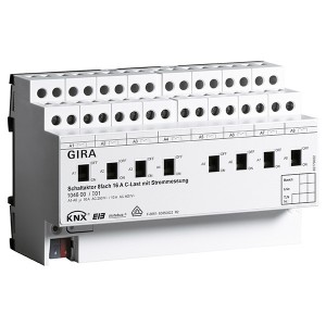 Обзор Реле, 8-канальное, 16 A с ручным управлением и функцией контроля тока для емкостной нагрузки Gira KN