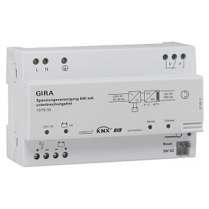 Отзывы Источник питания 640 мА с возможностью подключения аккумулятора Gira KNX/EIB REG-типа