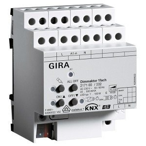 Обзор Универсальный светорегулятор, 1-канальный Gira KNX/EIB REG plus-типа