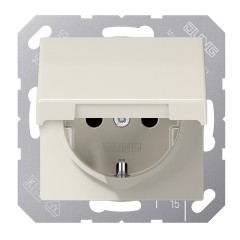 Розетка с/з автозажим с крышкой Jung AS Слоновая кость