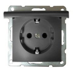 Розетка  с з/к, шторками и крышкой Экопласт LK60, черный бархат