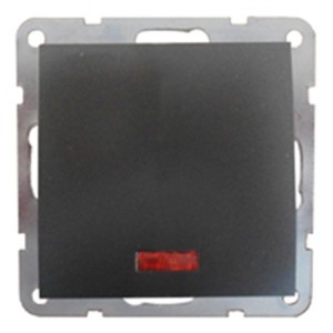 Выключатель 1-кл., c индикатором (схема 1L) 16 A, 250 B Экопласт LK60, черный бархат