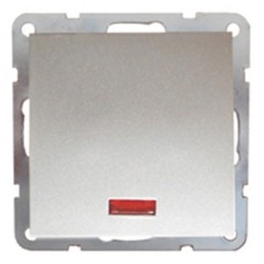 Переключатель 1-кл., на 2 направления, c индикатором 16 A, Экопласт LK60, серебристый металлик