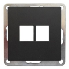 Накладка для RJ-разъема на 2 входа без разъема Экопласт LK60, черный бархат