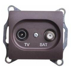 TV-SAT розетка оконечная 1DB механизм SE Glossa, шоколад