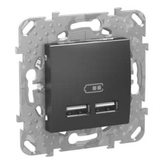 Зарядное устройство 2 USB 2.0 5V 2.1А Unica SE Unica Top, графит