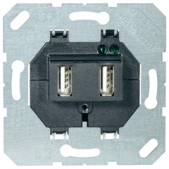 Зарядное устройство для 2-х USB портов тип А макс.3000 мА Jung черный механизм