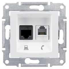 Информационная розетка RJ11+RJ45 UTP кат.6 Sedna, белая