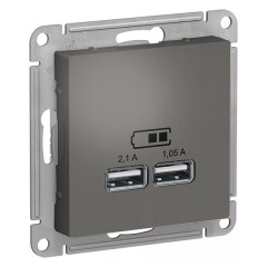 Зарядка USB  5В, 1 порт x 2,1 А, 2 порта х 1,05 А SE AtlasDesign, сталь