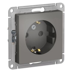 Розетка с заземлением со шторками 16А SE AtlasDesign, сталь