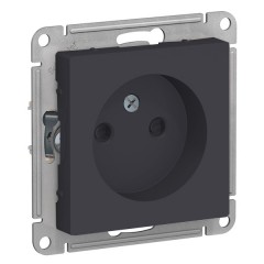 Розетка без заземления со шторками 16А SE AtlasDesign, карбон