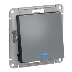 Одноклавишный выключатель с подсветкой 10А SE AtlasDesign, грифель