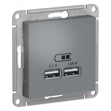 Купить Зарядка USB  5В, 1 порт x 2,1 А, 2 порта х 1,05 А SE AtlasDesign, грифель