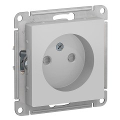 Розетка без заземления со шторками 16А SE AtlasDesign, алюминий