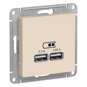 Отзывы Зарядка USB  5В, 1 порт x 2,1 А, 2 порта х 1,05 А SE SE AtlasDesign, бежевый