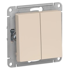 Двухклавишный переключатель 10А SE AtlasDesign, бежевый
