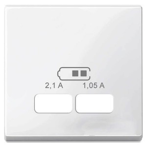 Купить Центральная накладка для USB механизма 2,1А System M Merten, полярно-белый