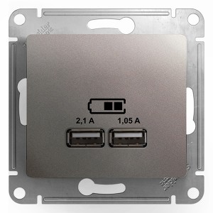 Отзывы Зарядка USB 5В/2100мА 2х5В/1050мА механизм SE Glossa, платина