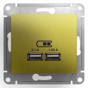 Отзывы Зарядка USB   5В/2100мА.  2х5В/1050мА  механизм SE Glossa, фисташковый