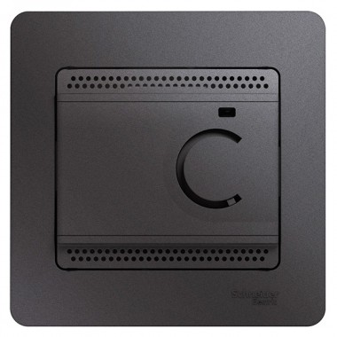 Купить Термостат электронный теплого пола с датчиком +5-+50°C,10A в сборе SE Glossa, графит