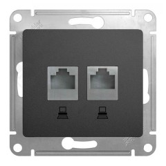 Розетка двойная компьютерная RJ45+RJ45 кат5E механизм SE Glossa, графит