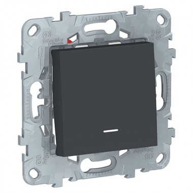 Обзор Переключатель одноклавишный перекрестный с подсветкой SE Unica NEW, антрацит