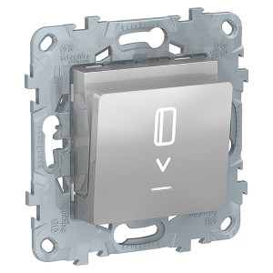 Обзор Выключатель карточный с подсветкой 10А SE Unica NEW, алюминий