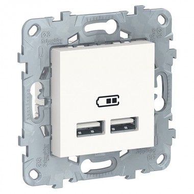 Обзор Зарядка USB  двухместная тип А  5 В/2100мА SE Unica NEW, белый
