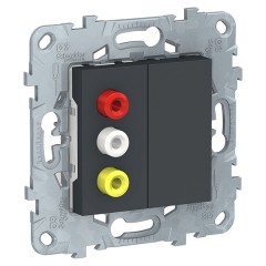Розетка 3 RCA SE Unica NEW, антрацит