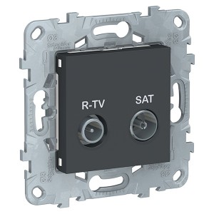 Купить Розетка R-TV/SAT проходная SE Unica NEW, антрацит